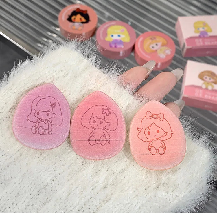 Blusear Cushion Blush – långvarigt rouge med puff, blendbar nyans & brightening-effekth Blendable Shade with Powder Puff Whitening without Sticking Long Lasting Gege Bear Makeup Blusher