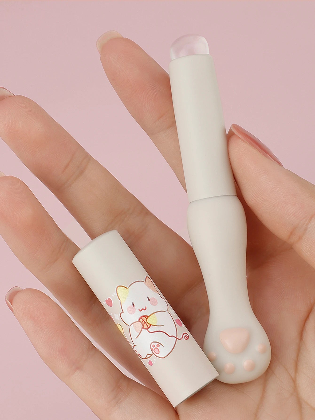 Katt-tass läppborste i silikon – gulligt sminkverktyg för jämn applicering