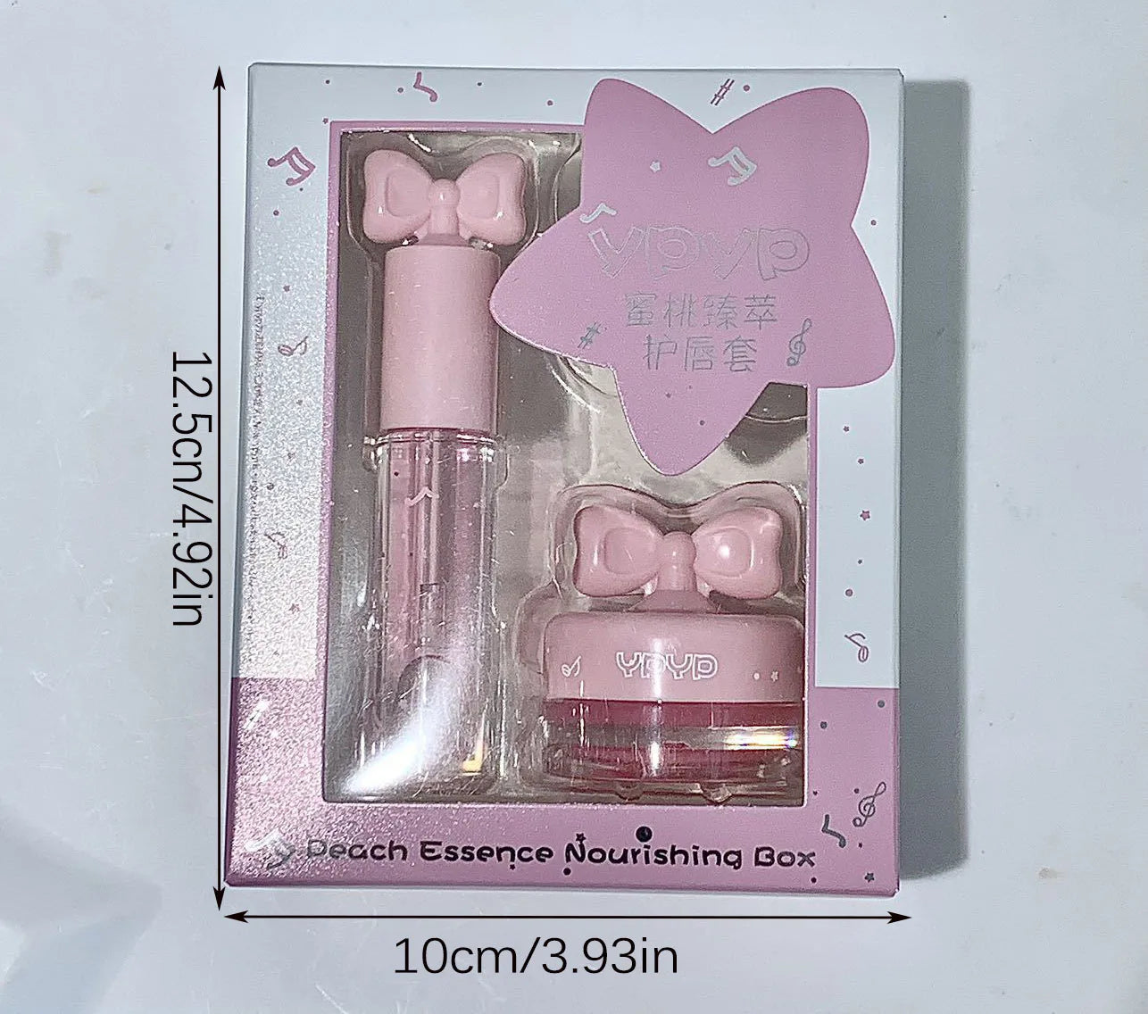 2-delat lip care set – återfuktande lip gloss & lip mask med persikoessens