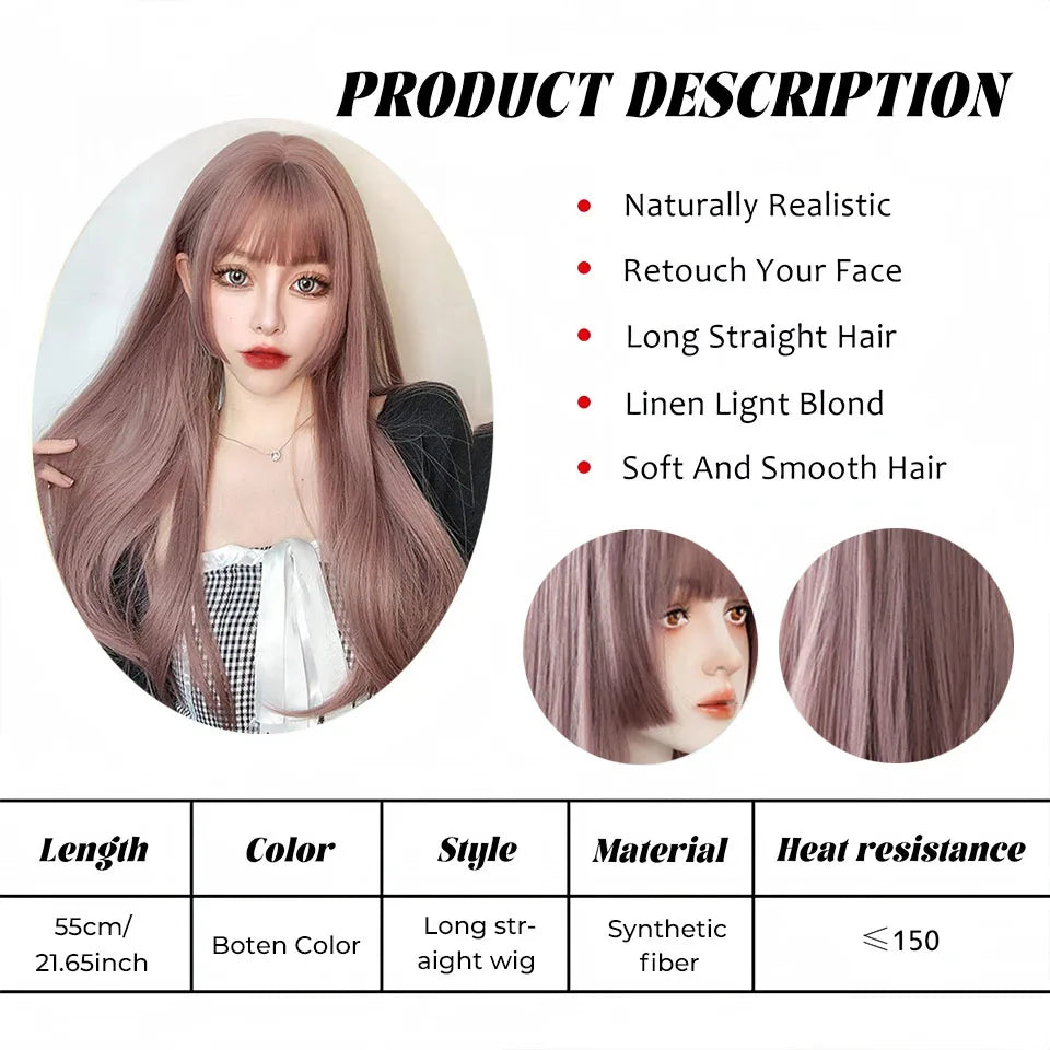 Ombre Harajuku-peruk 66 cm – lång vågig cosplayperuk med lugg