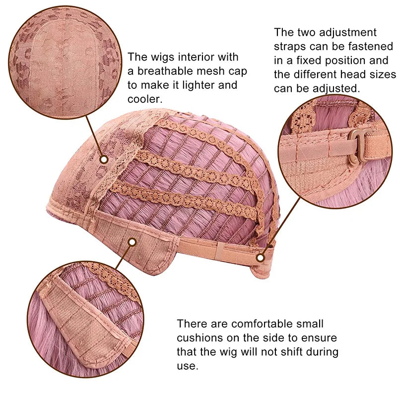 Blå vågig peruk 66 cm – lång syntetperuk med lugg