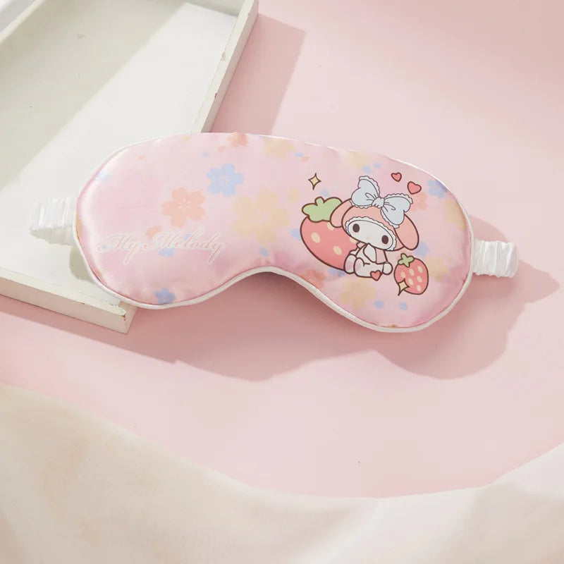 Sanrio Hello Kitty & Kuromi sovmask – silkeslen ögonmask för vila, resa & kawaii-stil