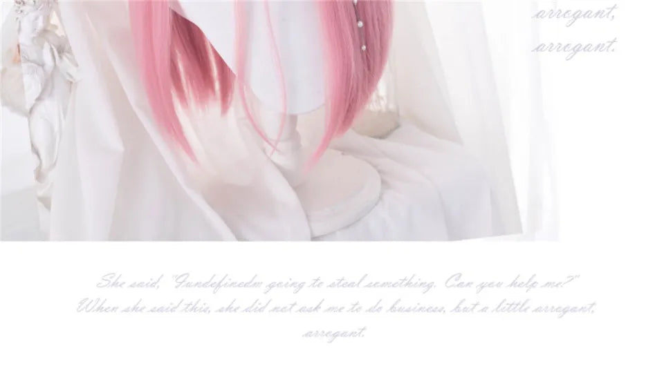 Rosa rak peruk 61 cm – lång syntetperuk med lugg