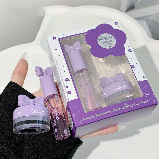 2-delat lip care set – återfuktande lip gloss & lip mask med persikoessens