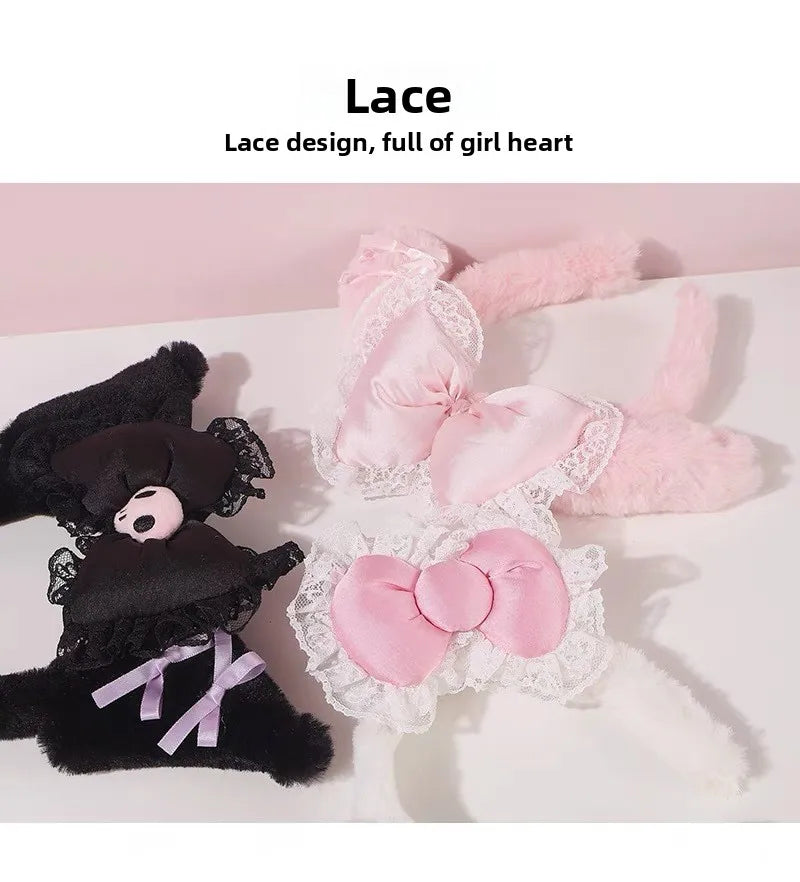 Hello Kitty hårband för barn – söta plyschiga håraccessoarer med spets & rosetter