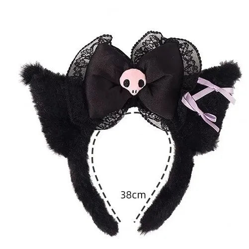 Hello Kitty hårband för barn – söta plyschiga håraccessoarer med spets & rosetter