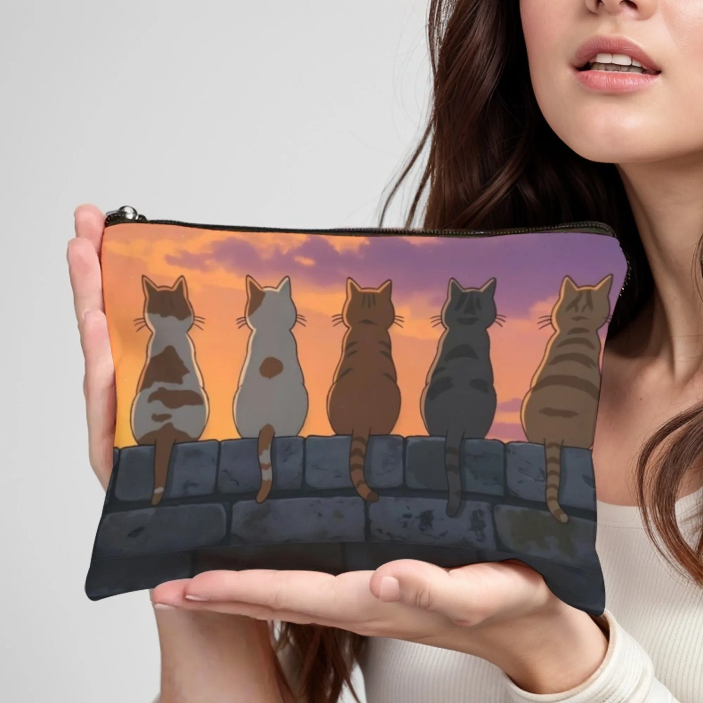 White Cat Cosmetic Pouch – drömmig sminkväska för kattälskare