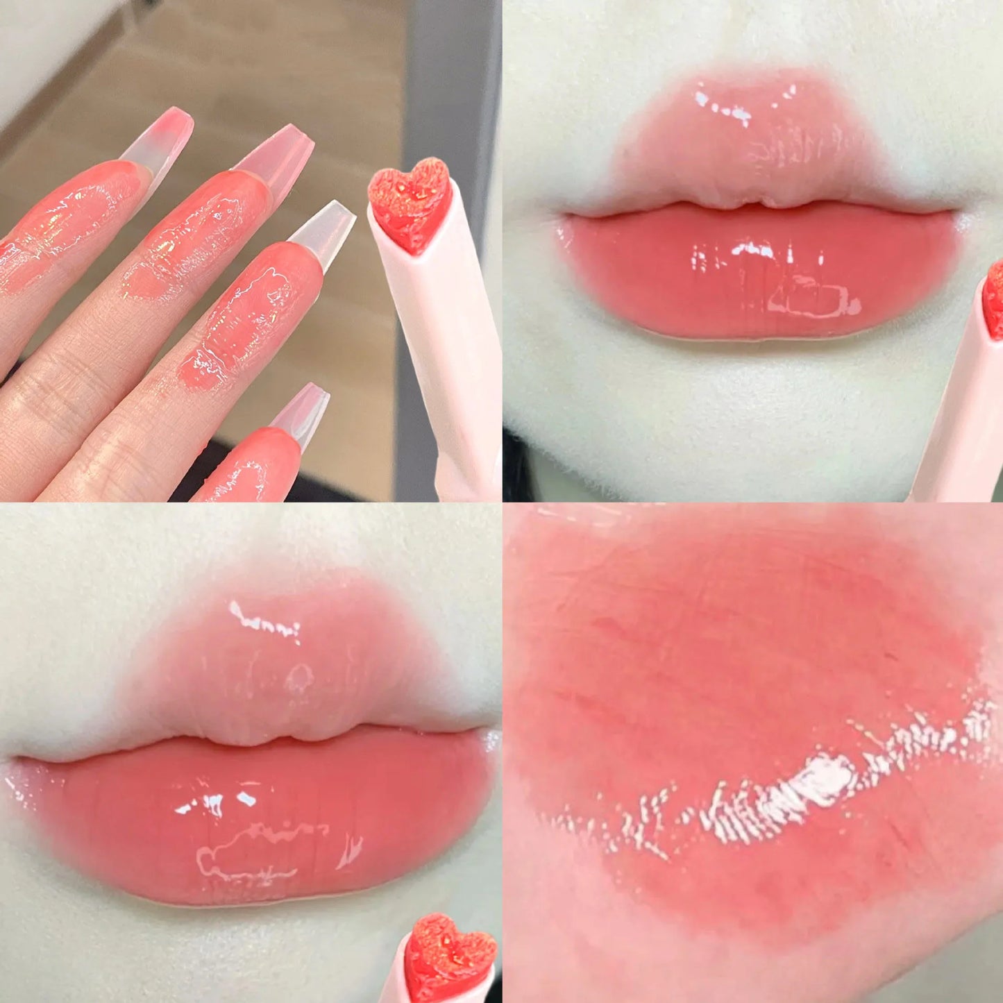 Water-light Lip Glaze – hjärtformad lip tint med glitter, långvarig fukt & spegelglans