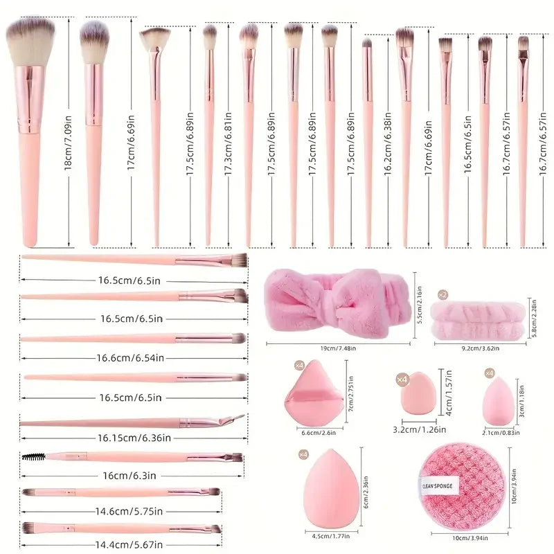20/40pcs Pink Makeup Brush Set – komplett kit för alla dina looks