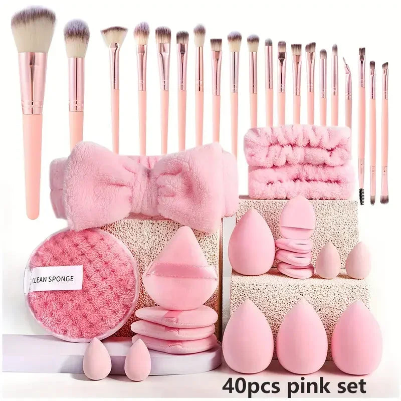 20/40pcs Pink Makeup Brush Set – komplett kit för alla dina looks