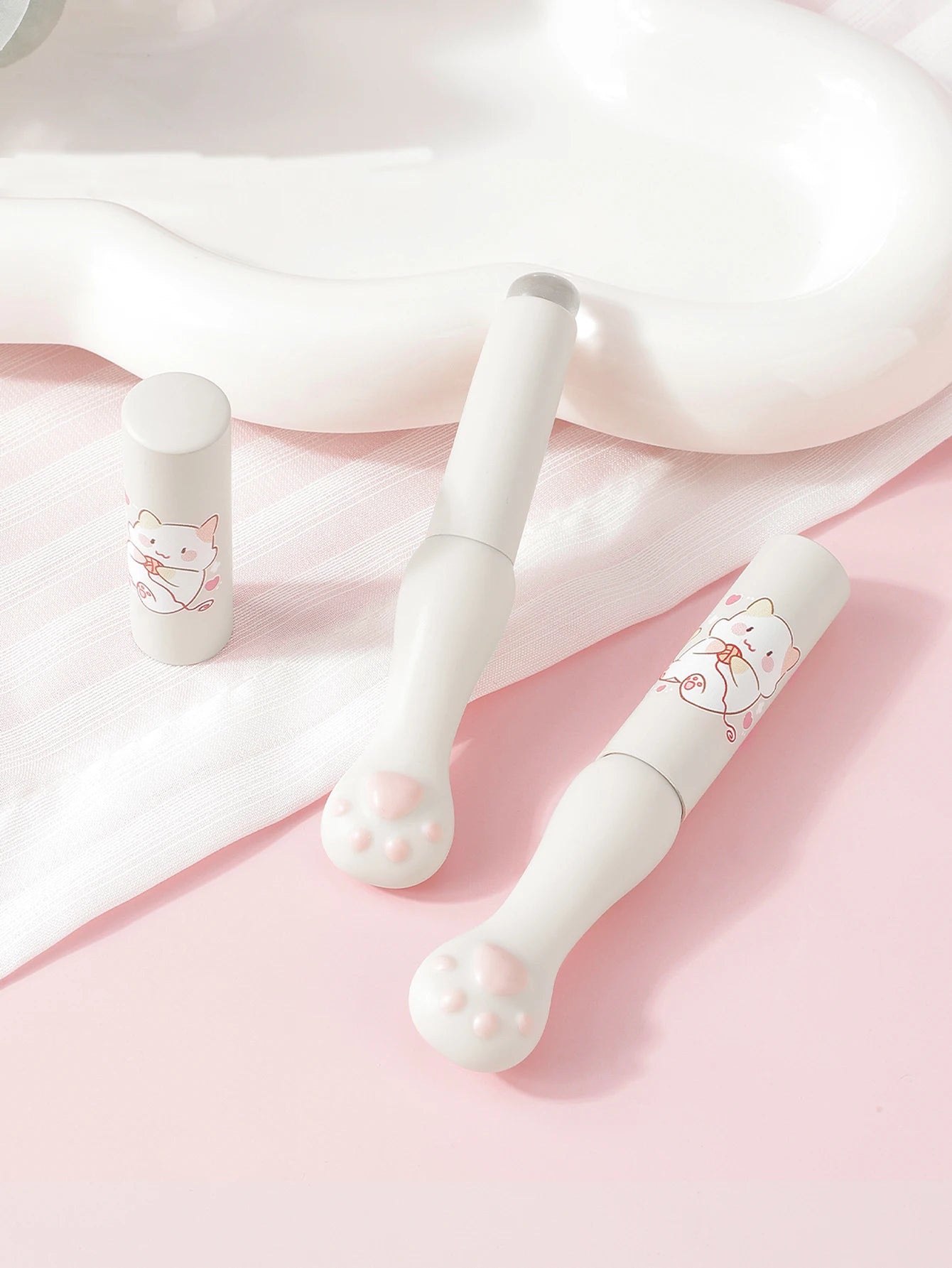 Katt-tass läppborste i silikon – gulligt sminkverktyg för jämn applicering