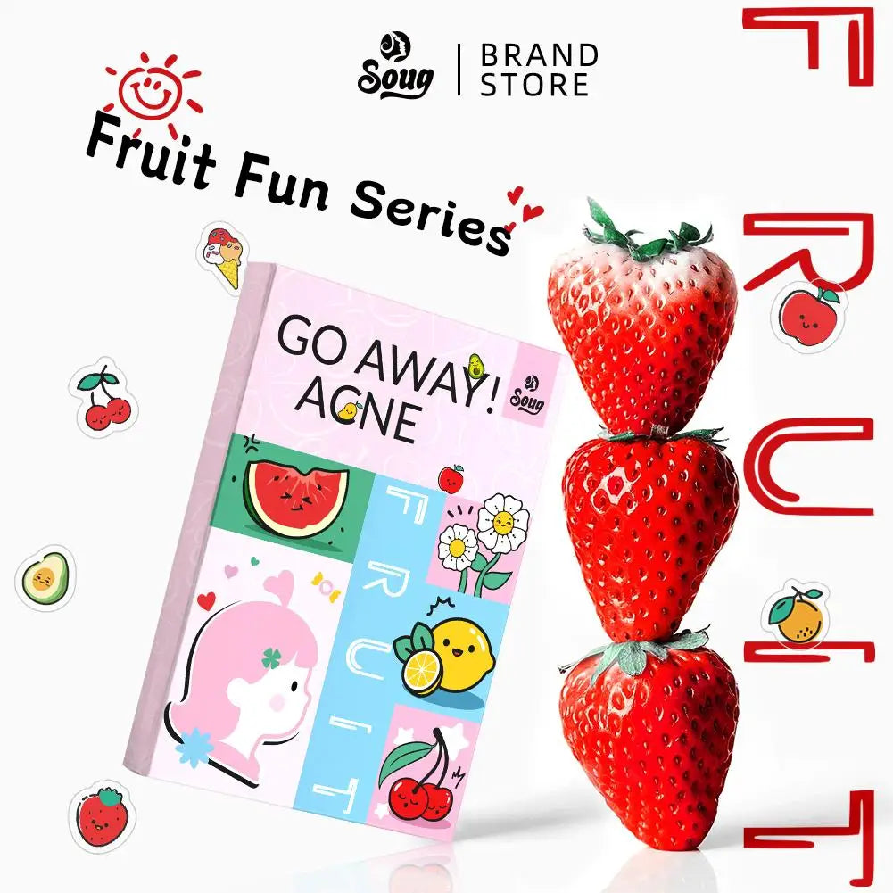 Cute Food Acne Patch – 120 st roliga acneplåster med fruktmotiv, behandlar & täcker finnar