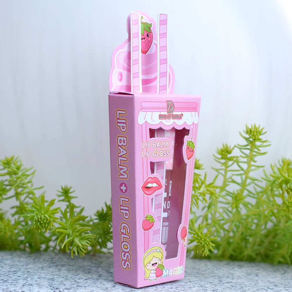 Ice Cream Lip Gloss & Lip Balm Set – söt design, återfuktande & långvarig glans