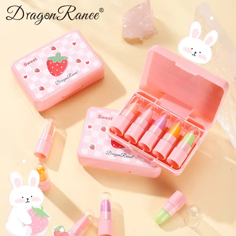 5-pack färgskiftande läppstift – söt gift set med fruktsmak, mini lipsticks som ändrar färg efter temperatur